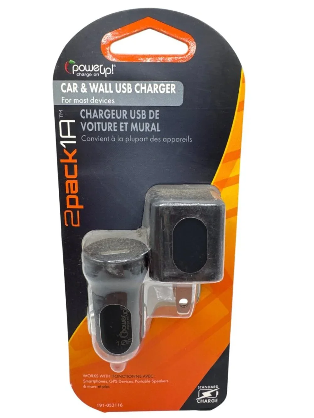 PowerUp 2-Pack 1A Car & Wall USB Charger Standard Charge For Smartphones GPS & P